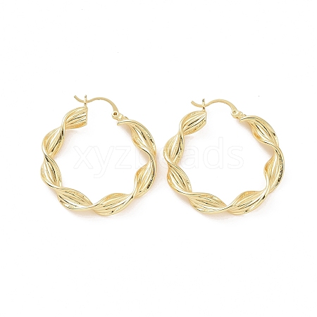 Brass Twist Rope Shape Hoop Earrings for Women EJEW-F303-08G-1