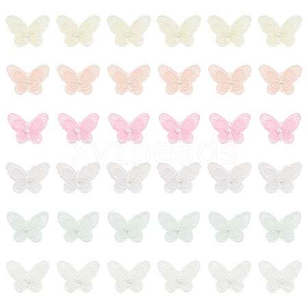 36Pcs 6 Colors Polyester Butterfly Lace Appliques DIY-FG0005-69-1