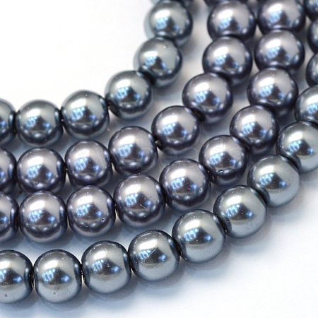 Baking Painted Pearlized Glass Pearl Round Bead Strands HY-Q003-12mm-12-1