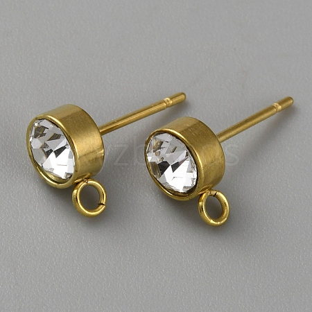 304 Stainless Steel with Crystal Rhinestone Stud Earring Findings STAS-WH0044-50G-1