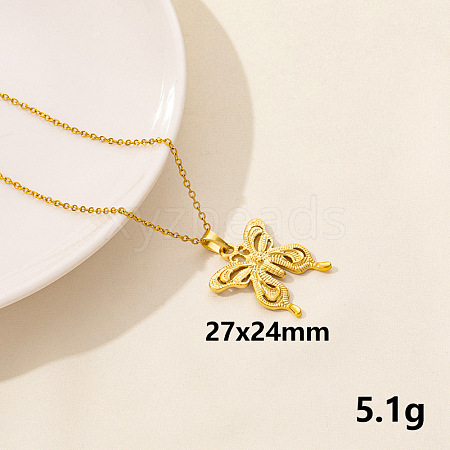 304 Stainless Steel Butterfly Pendant Necklaces CV0613-6-1