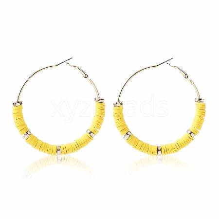 Bohemia Style Colorful Clay Beads Hoop Earrings JQ3310-13-1