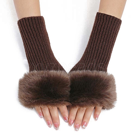 Plush Acrylic Fibers Knitting Fingerless Gloves PW-WGBA7CE-02-1