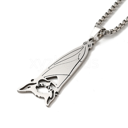 Non-Tarnish Bat Pendant Necklaces NJEW-C044-01P-1