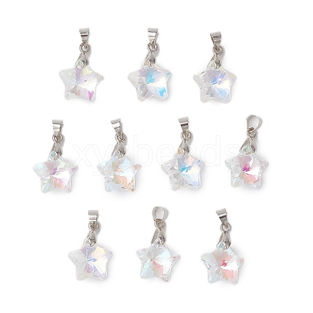 10Pcs Glass Pendants PALLOY-JF03119-01-1