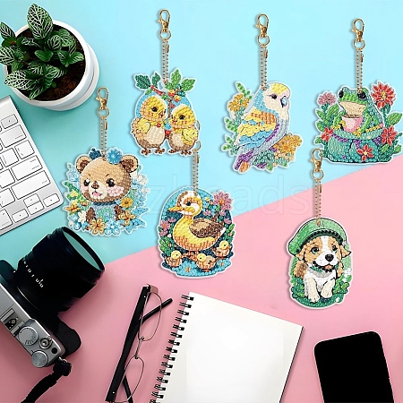 Animal Theme DIY Diamond Painting Keychain Kit PW-WG25379-01-1