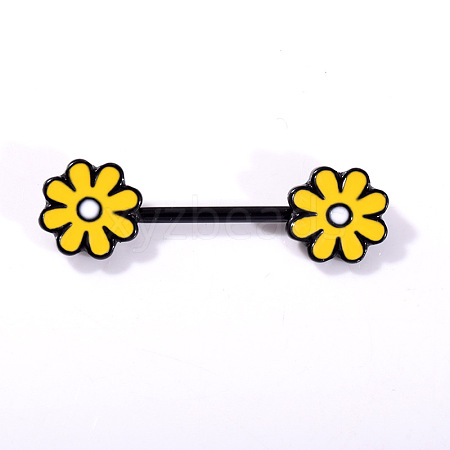 316L Surgical Stainless Steel Enamel Flower Nipple Rings WGE9BCB-01-1