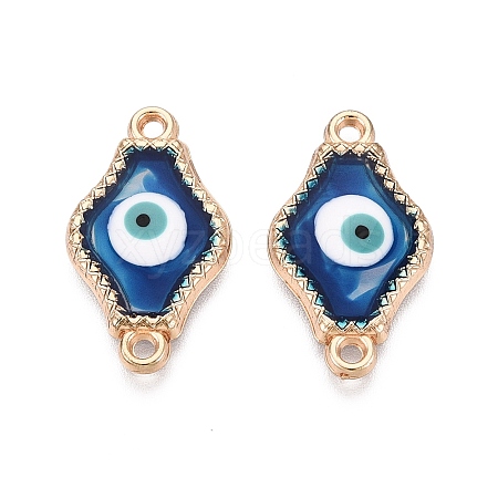 Alloy Enamel Blue Evil Eye Links Connector Charms with Resin ENAM-N071-03D-G-1