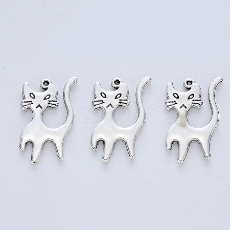 Tibetan Style Alloy Kitten Pendants TIBE-R316-067AS-RS-1