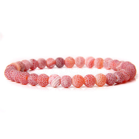 Natural Crackle Agate Round Beaded Stretch Bracelet SF8562-23-1