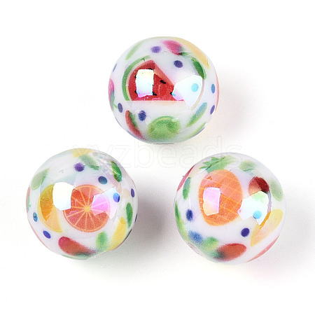Printed Opaque Acrylic Beads MACR-T048-04B-1