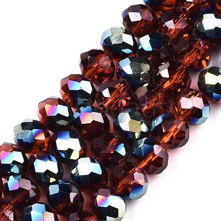 Electroplate Transparent Glass Beads Strands EGLA-A034-T8mm-Q18-1