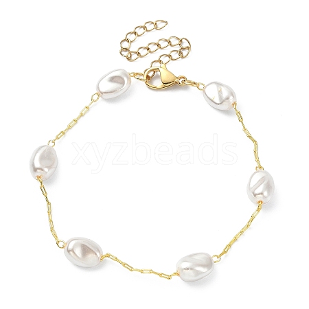 CCB Plastic Pearl Beaded Chain Bracelet BJEW-JB09433-1