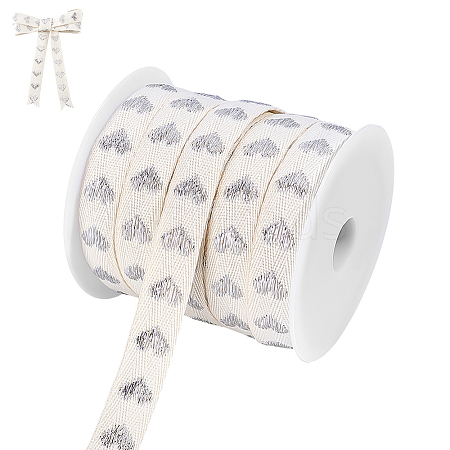 25 Yards Heart Pattern Cotton Ribbons SRIB-BC0001-48C-1