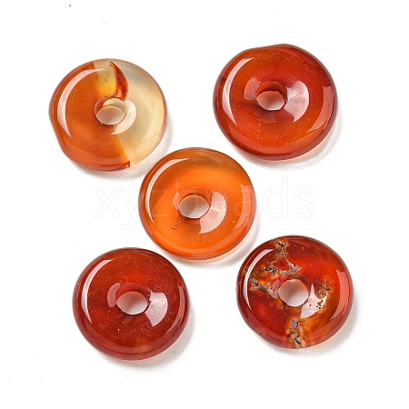 Natural Carnelian Donut/Pi Disc Charms G-G142-01U-1