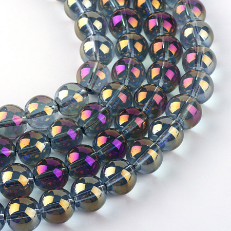 Electroplate Glass Beads Strands X-EGLA-Q062-8mm-A03-1