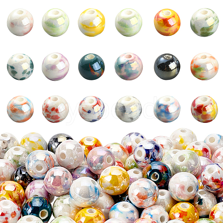  72Pcs 18 Colors Handmade Porcelain Beads PORC-NB0001-16-1