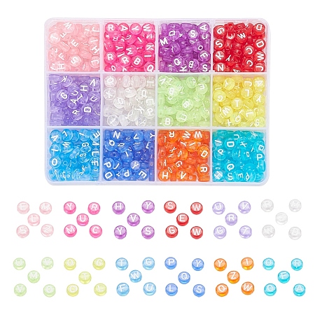 600Pcs 12 Colors Transparent Acrylic Beads TACR-YW0001-34-1