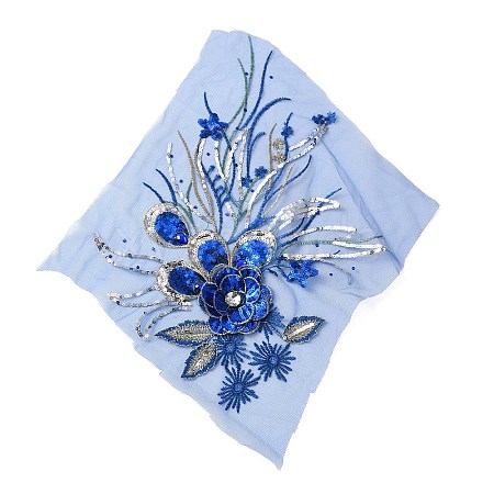 3D Flower Polyester Embroidery Sew on Flower Appliques PATC-WH0008-24B-1