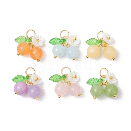 6Pcs 6 Colors Natural Malaysia Jade & White Jade & Topaz Jade & Green Jade & Yellow Jade Pendants PALLOY-JF03252-1