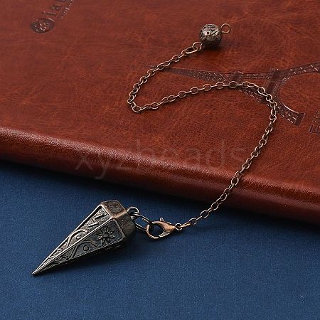 Rack Plating Brass Cone Dowsing Pendulum Pendants AJEW-G064-01R-1