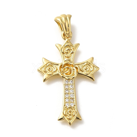 Rack Plating Brass with Cubic Zirconia Pendants KK-Z086-09G-02-1