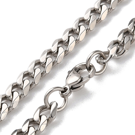 304 Stainless Steel Cuban Link Chain Necklaces for Men NJEW-B117-01E-P-1