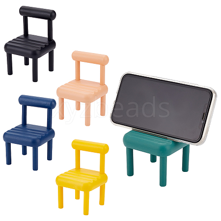 DELORIGIN 5 Sets 5 Colors Plastic Mini Chair Shape Cell Phone Stand AJEW-DR0001-04-1