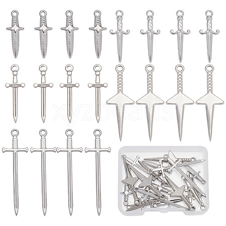 ARRICRAFT 20Pcs 5 Style 201 & 304 Stainless Steel Pendants STAS-AR0001-77-1