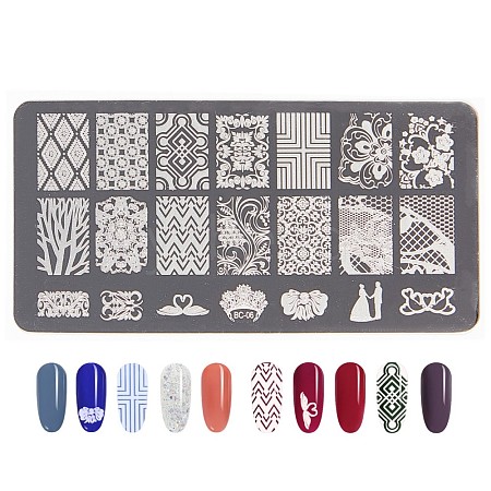 Lace Flower Stainless Steel Nail Art Stamping Plates MRMJ-L003-C06-1