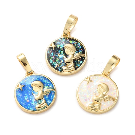 Brass Micro with Sythetic Opal Pendants KK-S048-07G-1