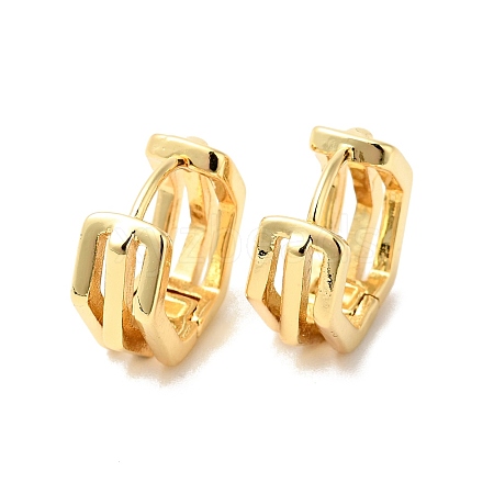 Brass Hexagon Hoop Earrings EJEW-G312-08G-1