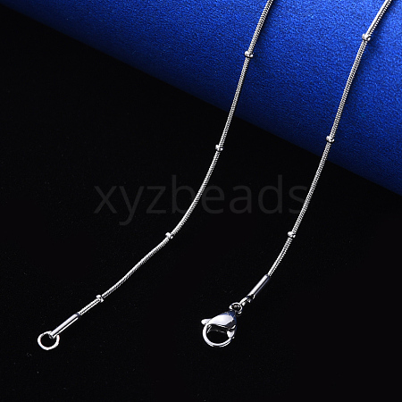 Non-Tarnish 304 Stainless Steel Round Snake Chain Necklace NJEW-S420-009C-P-1