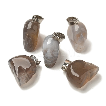 Natural Grey Agate Pendants G-Z067-02P-10-1