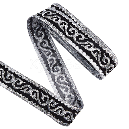 Iron on/Sew on Polyester Embroidery Flower Ribbon OCOR-WH0078-178A-01-1