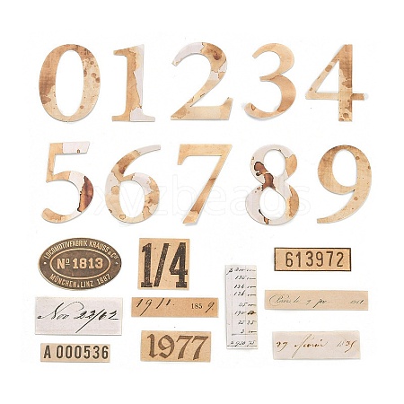 20Pcs Retro Number Paper Waterproof Stickers STIC-P015-B05-1