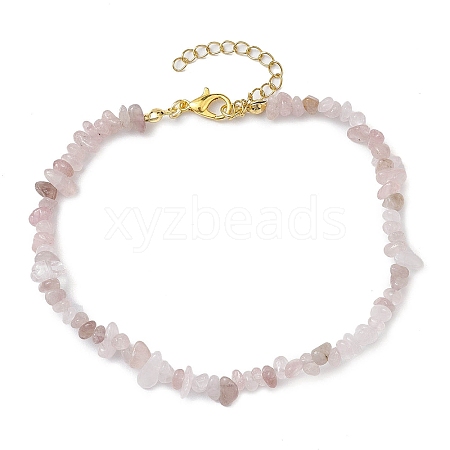 Natural Rose Quartz Anklets AJEW-AN00592-07-1