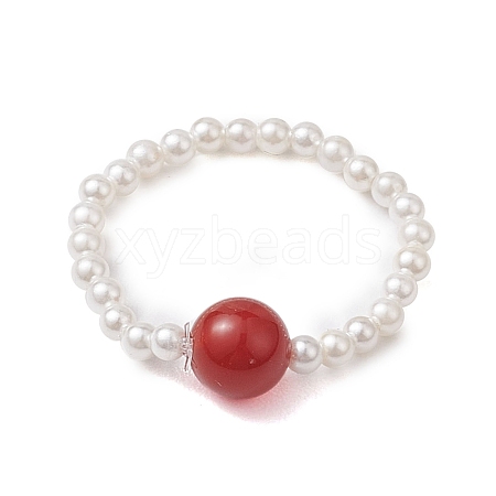 Shell Pearl Beads Stretch Rings RJEW-JR00715-1
