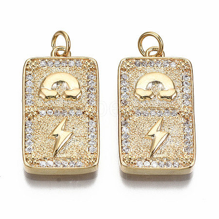 Brass Micro Pave Clear Cubic Zirconia Pendants KK-S356-232G-NF-1