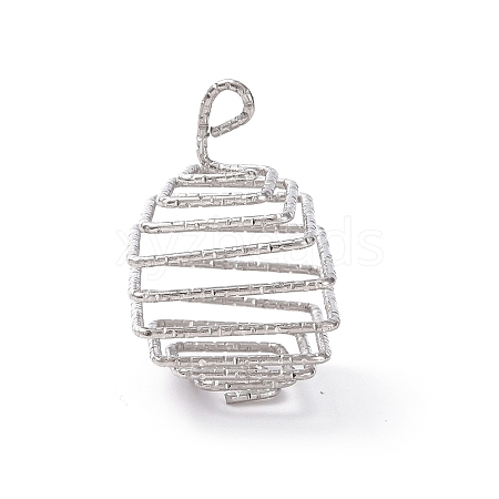 Iron Wire Spiral Bead Cage Pendants IFIN-Q126-02P-02-1
