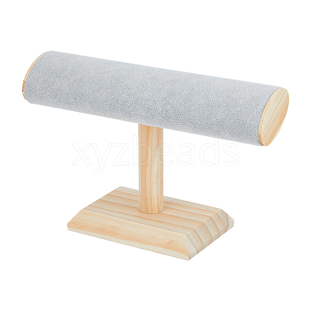 Velvet T-Bar Bracelet Display Stands  with Wooden Base BDIS-WH0010-03C-1