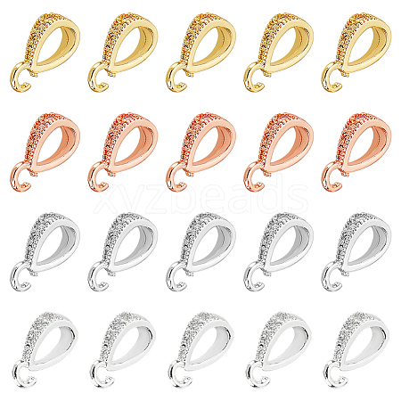 DICOSMETIC 20Pcs 4 Colors Brass Micro Pave Cubic Zirconia Ice Pick Pinch Bails ZIRC-DC0001-05-1