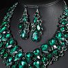 Teardrop Alloy Rhinestone Bib Necklaces & Earrings Sets for Women WG716F5-02-2