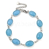 Oval Faceted Glass Link Chain Bracelets BJEW-C059-01B-P-1