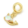 Rack Plating Brass Pave Clear AB Cubic Zirconia Whale European Dangle Charms KK-Z067-41G-2