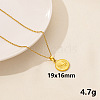 304 Stainless Steel Flat Round with Hand Pendant Necklaces IS6565-8-1