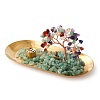 Natural Gemstone Chips with Brass Incense Burner Holder DJEW-G027-19RG-02-2