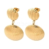 Textured Half Round Ion Plating(IP) 304 Stainless Steel Stud Earrings for Women EJEW-L287-015G-1