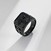 Square with Cross Pattern 304 Stainless Steel Finger Rings for Men FS-WGAC6B1-10-1