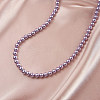 6mm Round Shell Pearl Beaded Necklaces NJEW-L125-009P-02-5